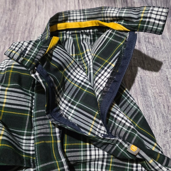 DENNIS JUNIOR Plaid Skirt Women's Green White Yellow Button Detail Schoolgirl - Picture 7 of 12